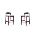 Manhattan Comfort Klismos Counter Stool in Camel and Dark Walnut (Set of 2) 2-CS007-CL